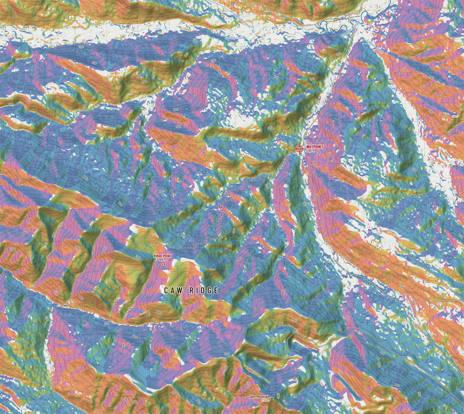 Waypoint and ridge: aspect