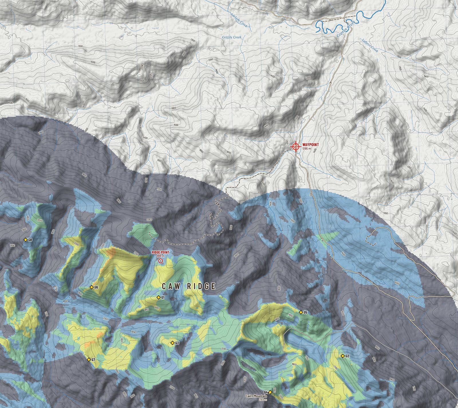 Waypoint and ridge: glassing points