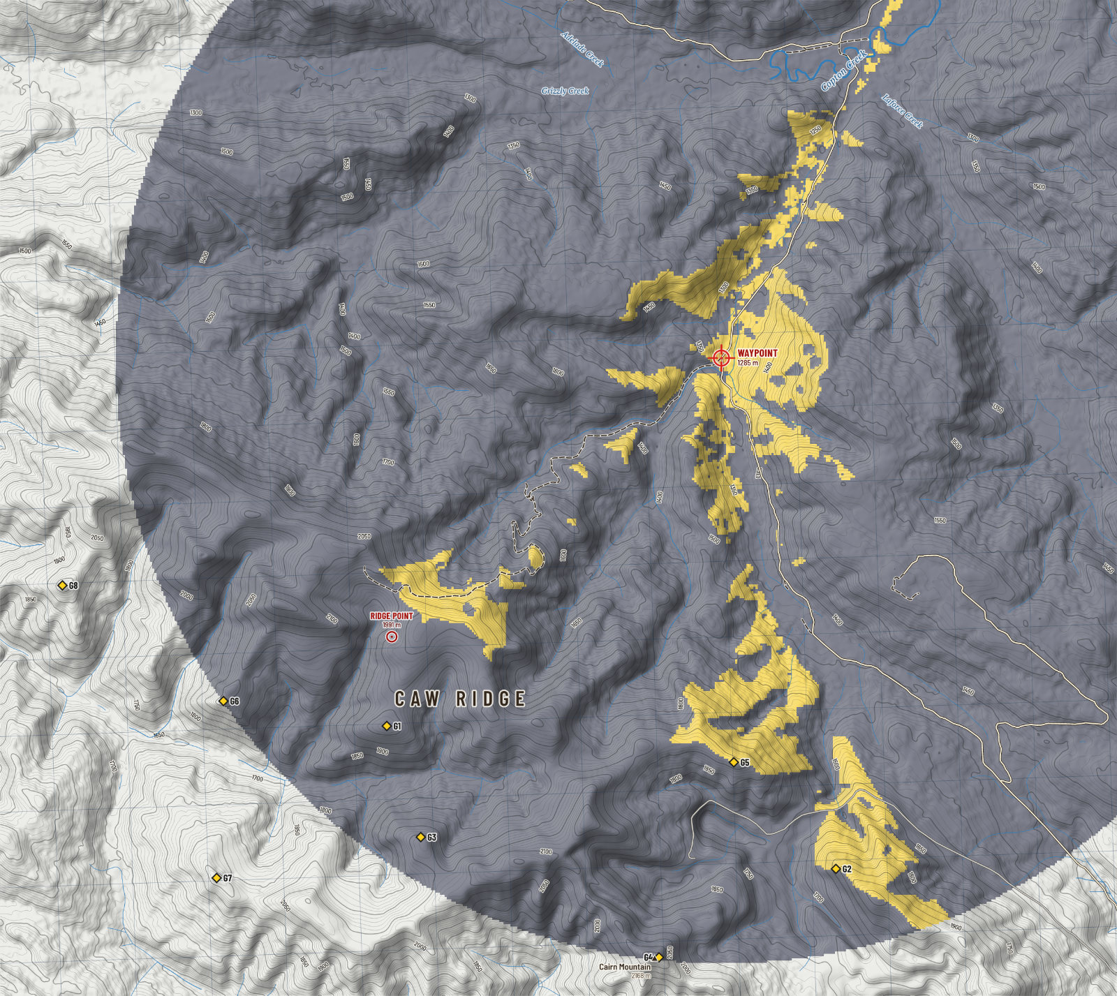 Waypoint and ridge: in view from the waypoint