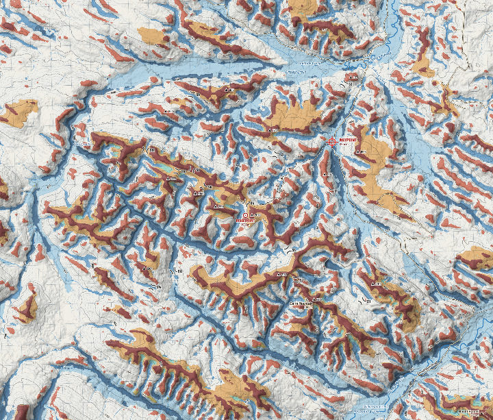 Caw Ridge: landforms and saddles