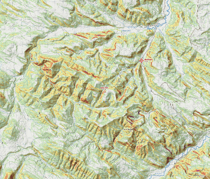 Caw Ridge: slope angle